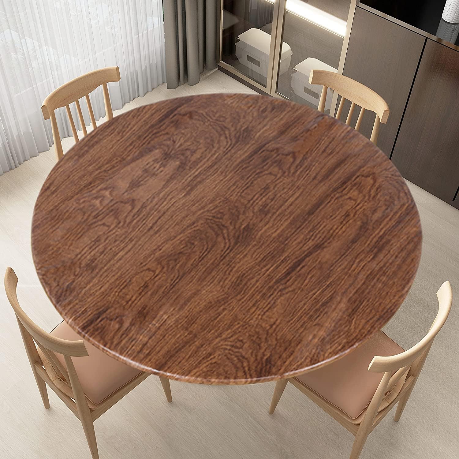 LUSHVIDA Round Tablecloth Oak 56 inch front view