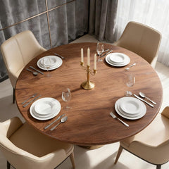 LUSHVIDA Round Tablecloth Oak 56 inch side view