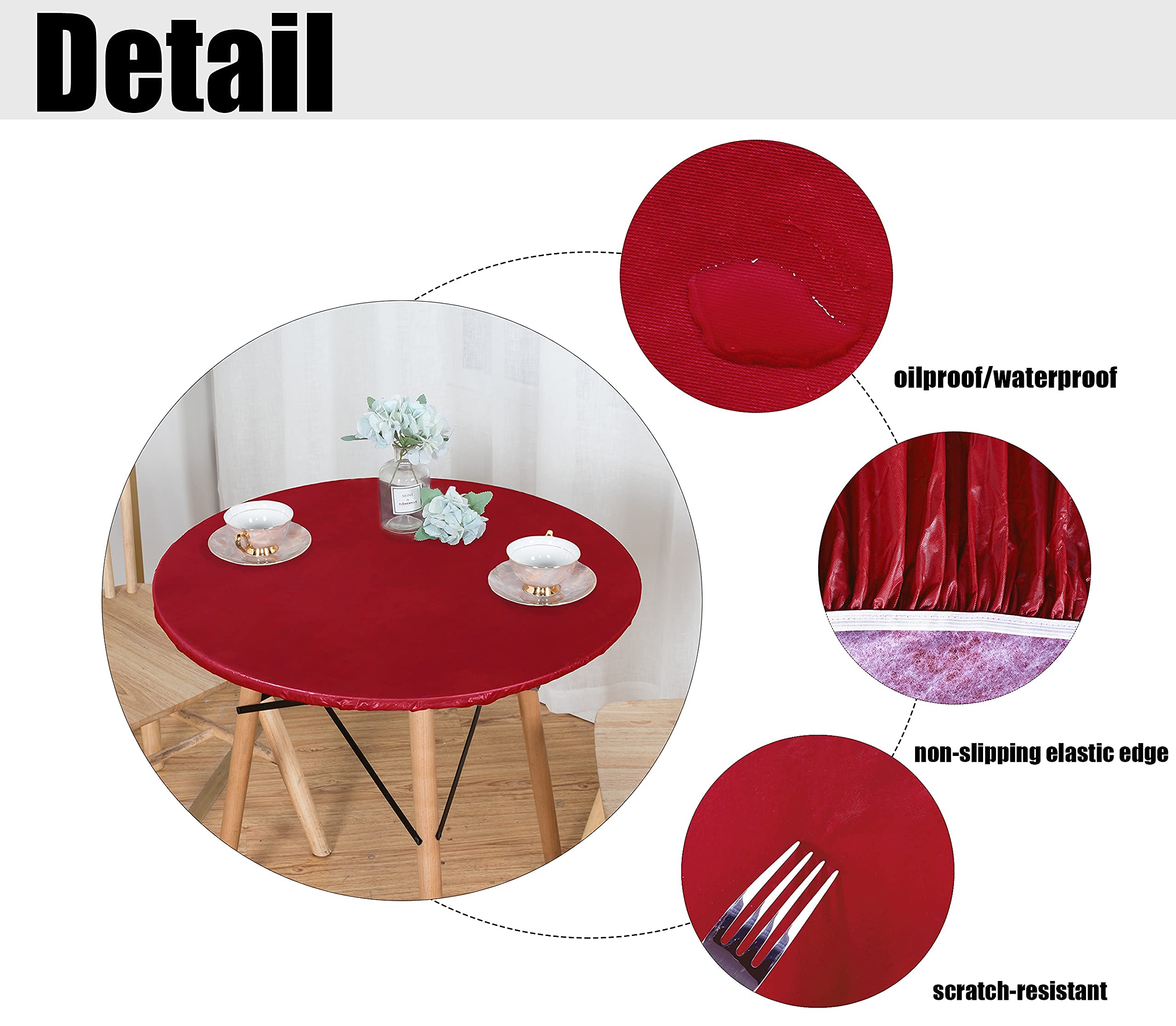 LUSHVIDA Round Tablecloth on an outdoor picnic table