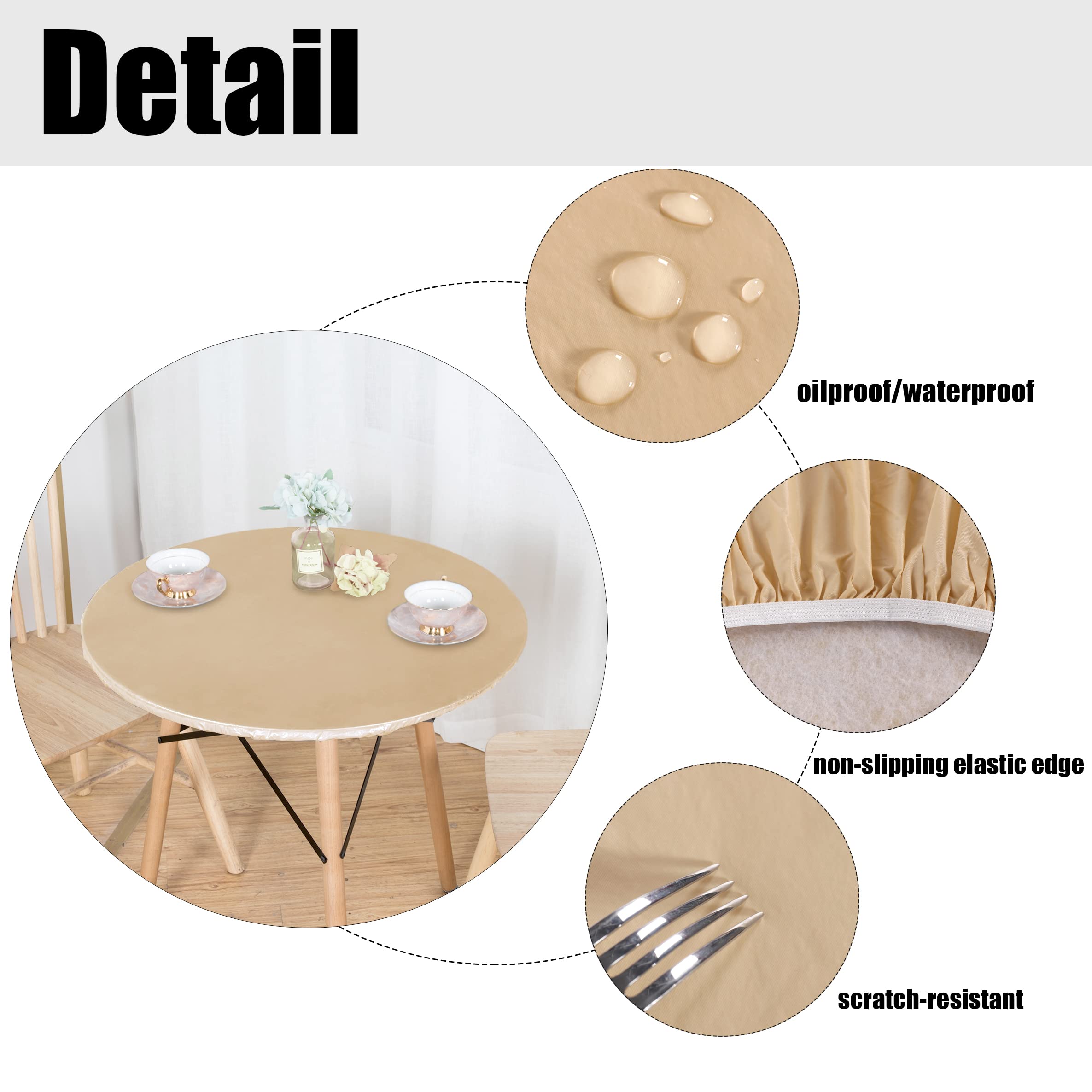 LUSHVIDA round tablecloth with snug elastic edges, side view