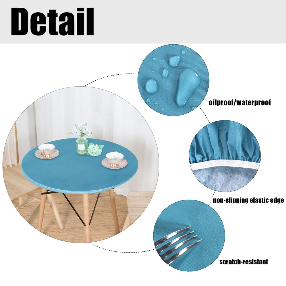 LUSHVIDA teal tablecloth with flannel backing close-up