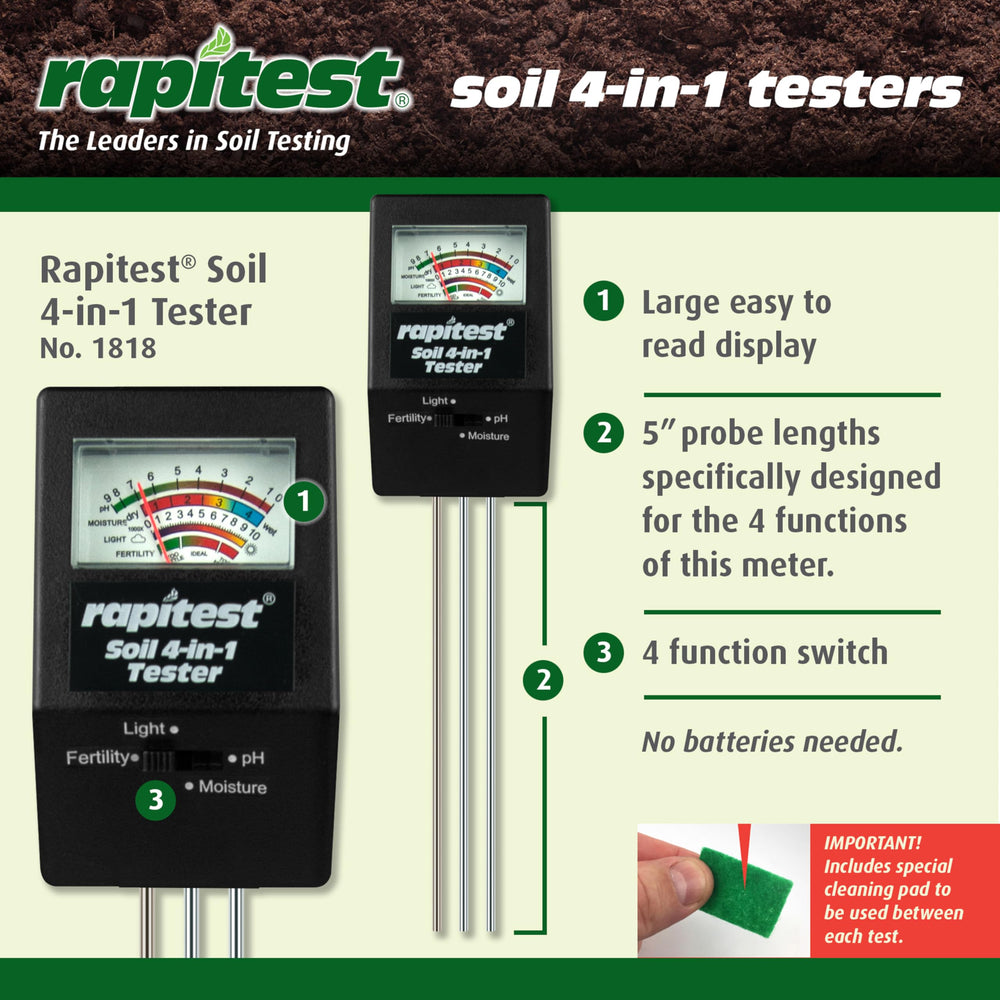 Luster Leaf 4-in-1 Soil Tester with stainless steel probes
