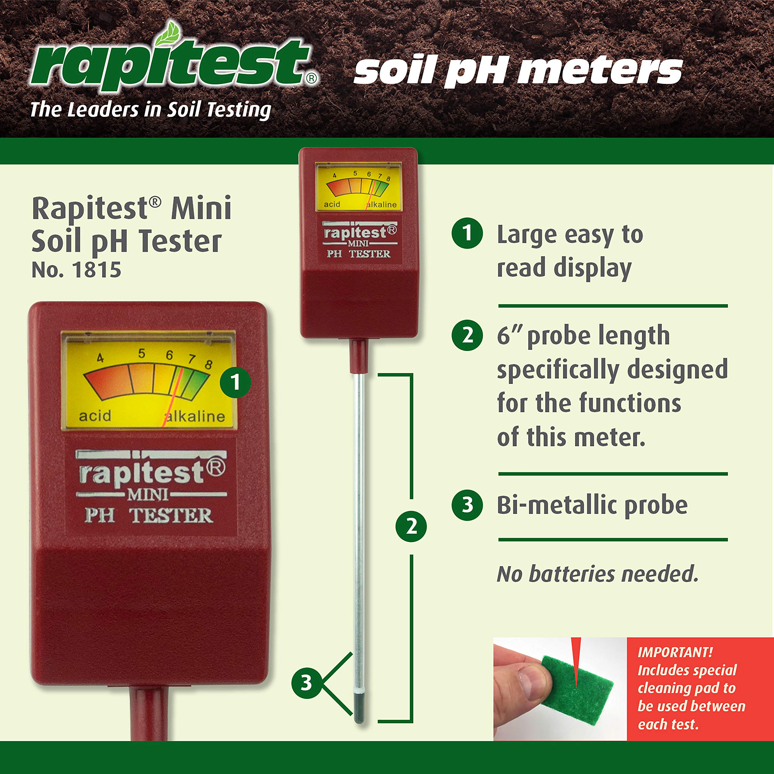 Luster Leaf Soil pH Tester close-up of the steel probe