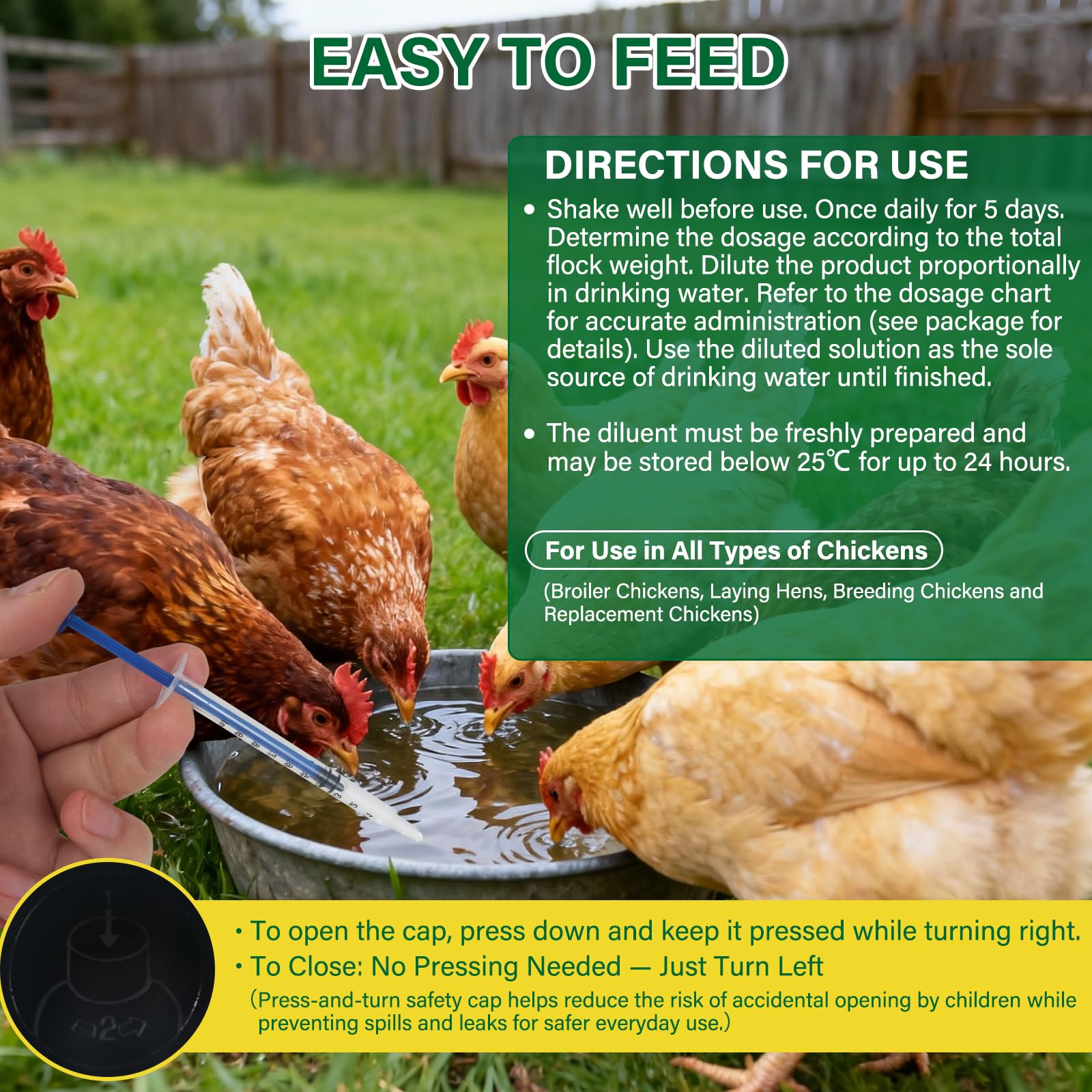 LuxeVib Dewormer Liquid for Chickens diluted in water