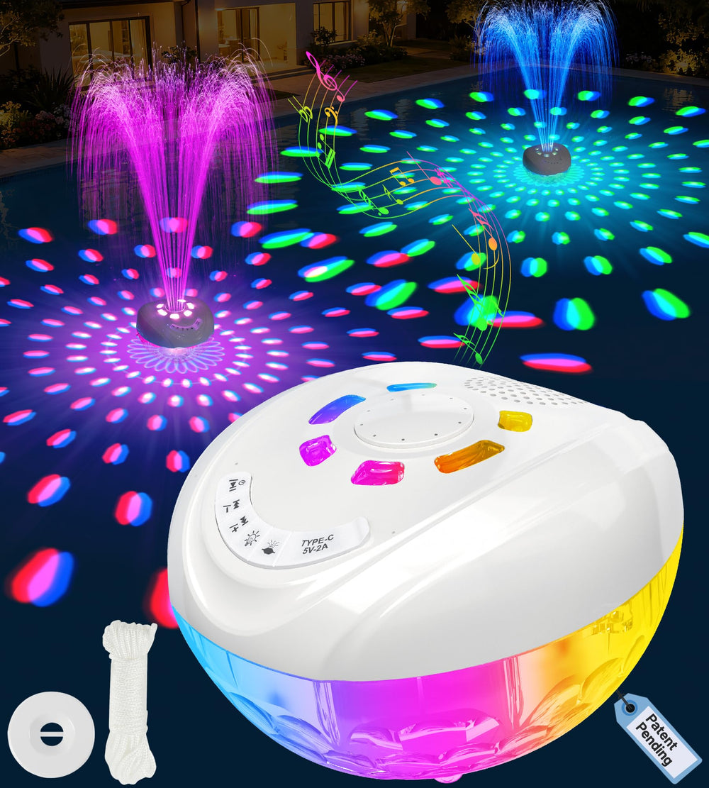 Luxfero 3 in 1 Floating Pool Fountain with RGB lights and speaker