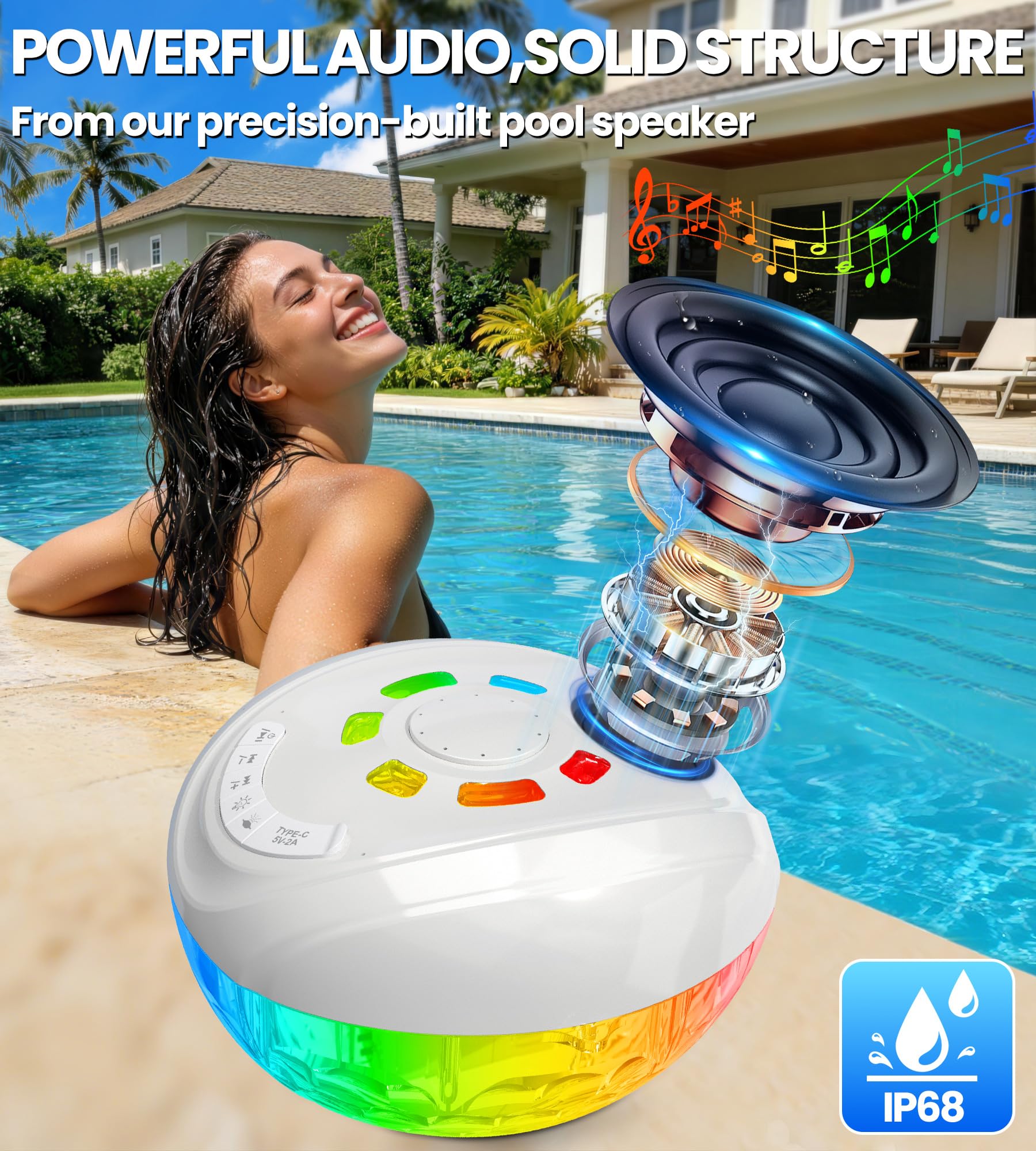 Luxfero 3 in 1 Floating Pool Fountain with sound control buttons