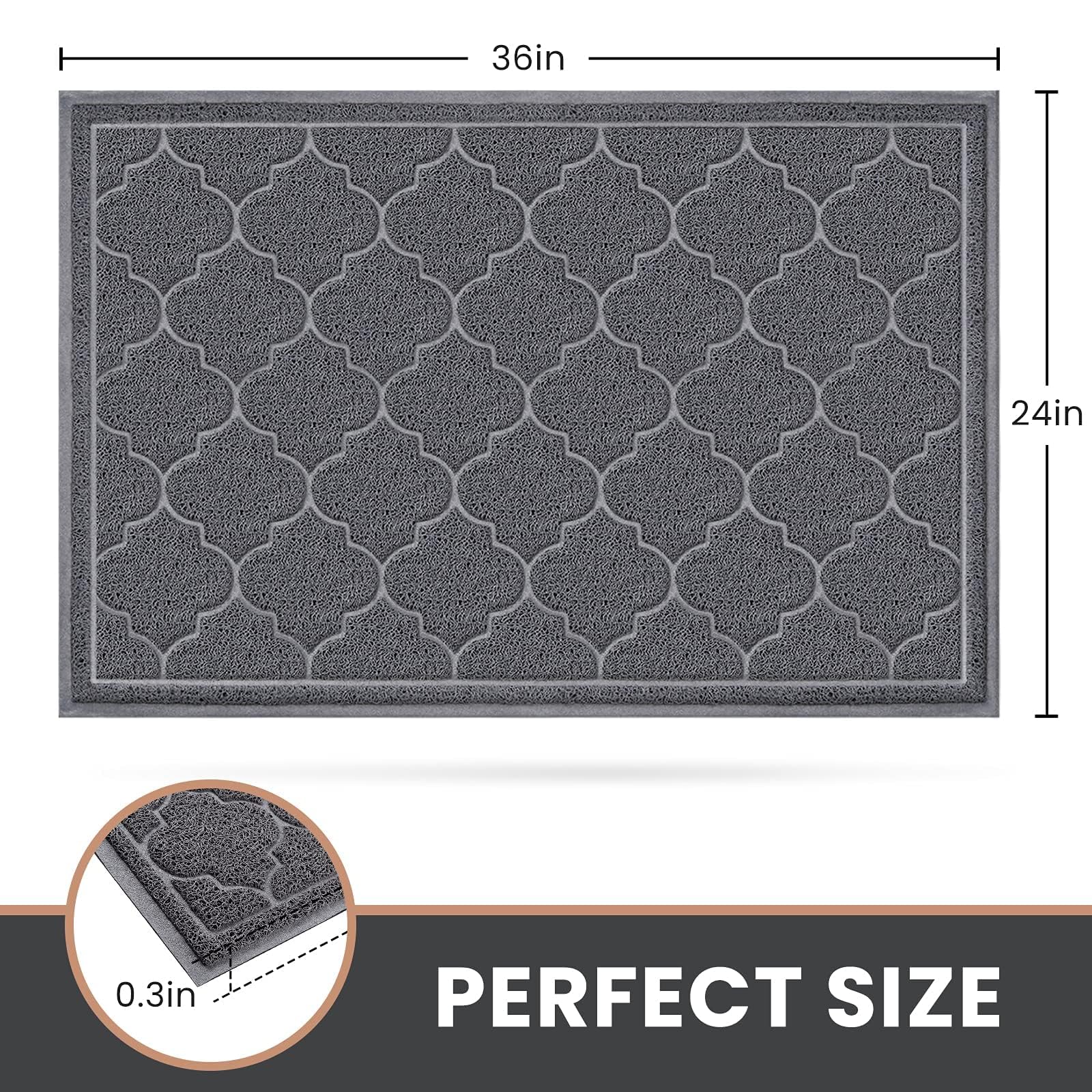 LuxStep Door Mat 24x36 inch grey texture close-up