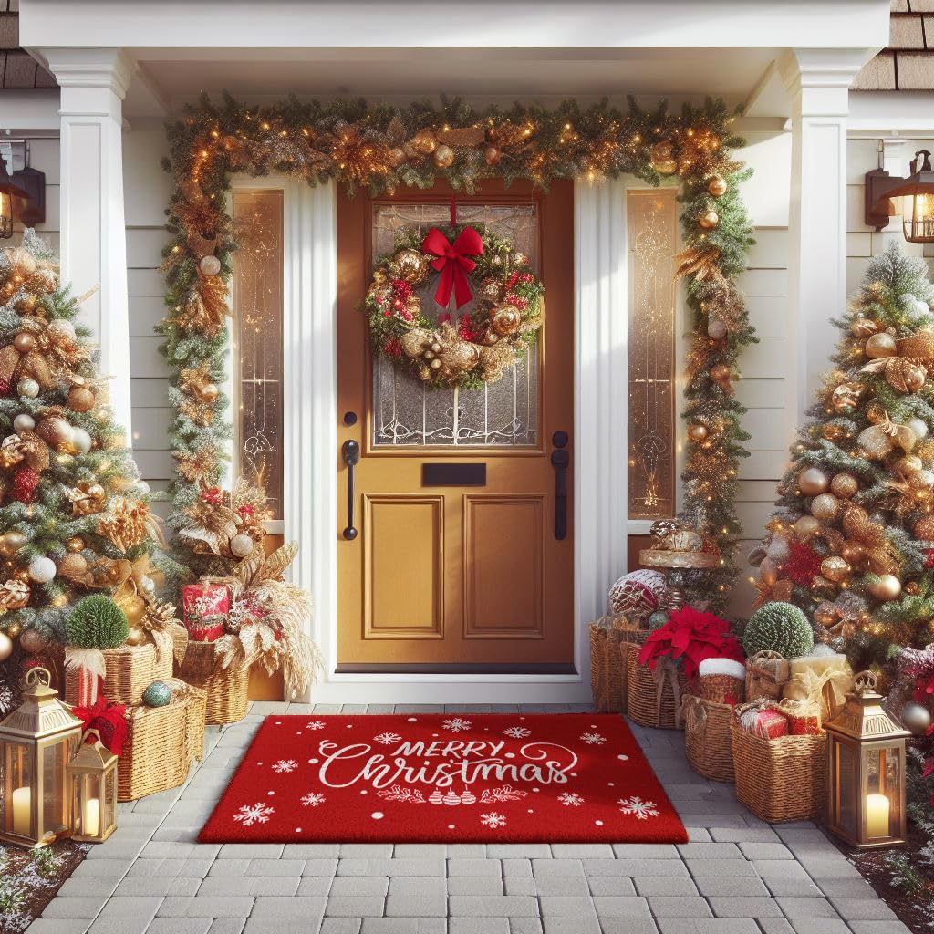 LuxUrux Christmas Door Mat festive greeting close-up