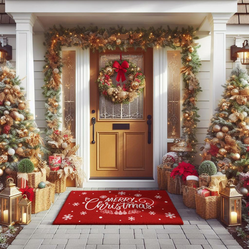 LuxUrux Christmas Door Mat festive greeting close-up