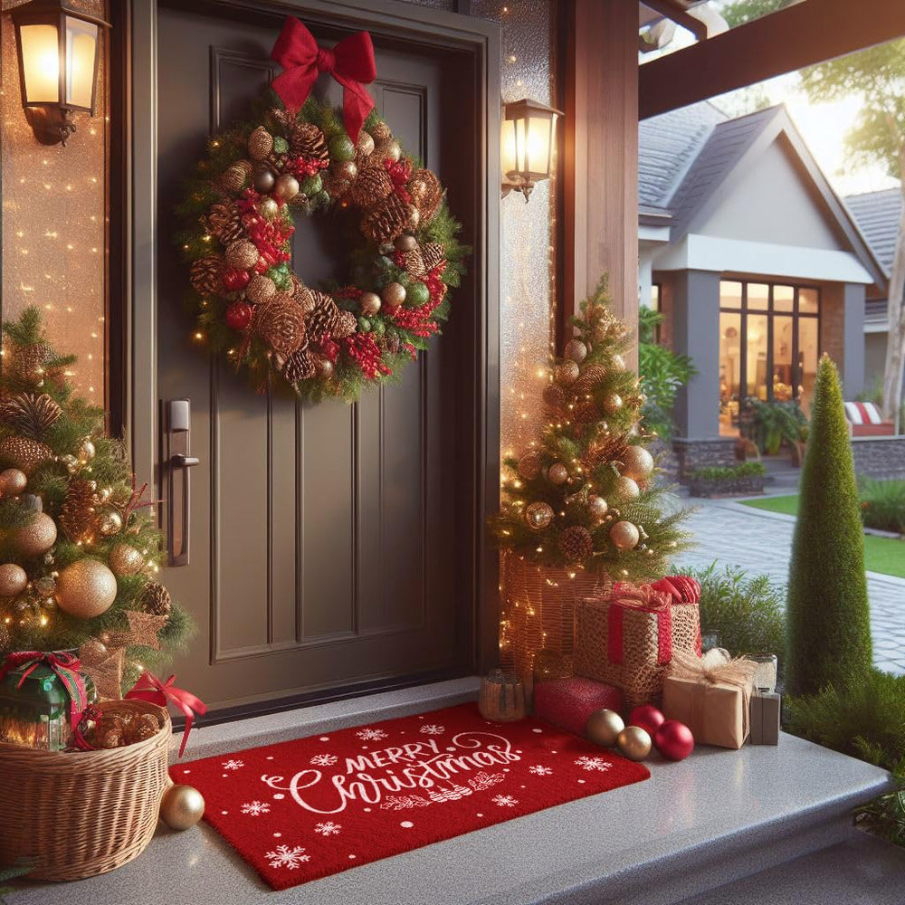LuxUrux Christmas Door Mat with dirt scraping action