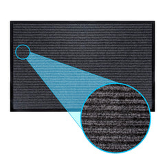 LuxUrux Durable Rubber Door Mat front view, Striped Gray