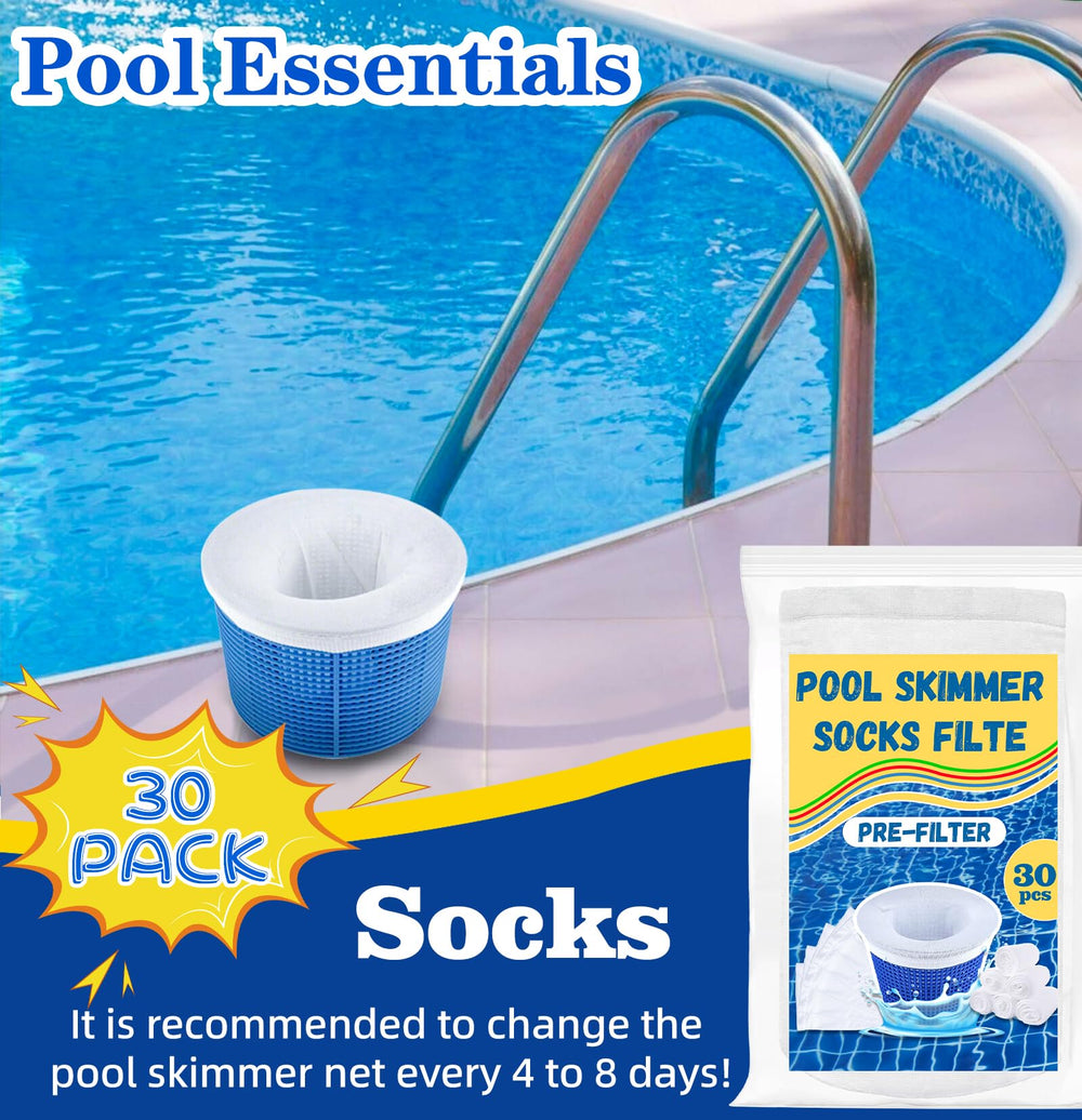 LUYI Pool Skimmer Socks in use at a pool
