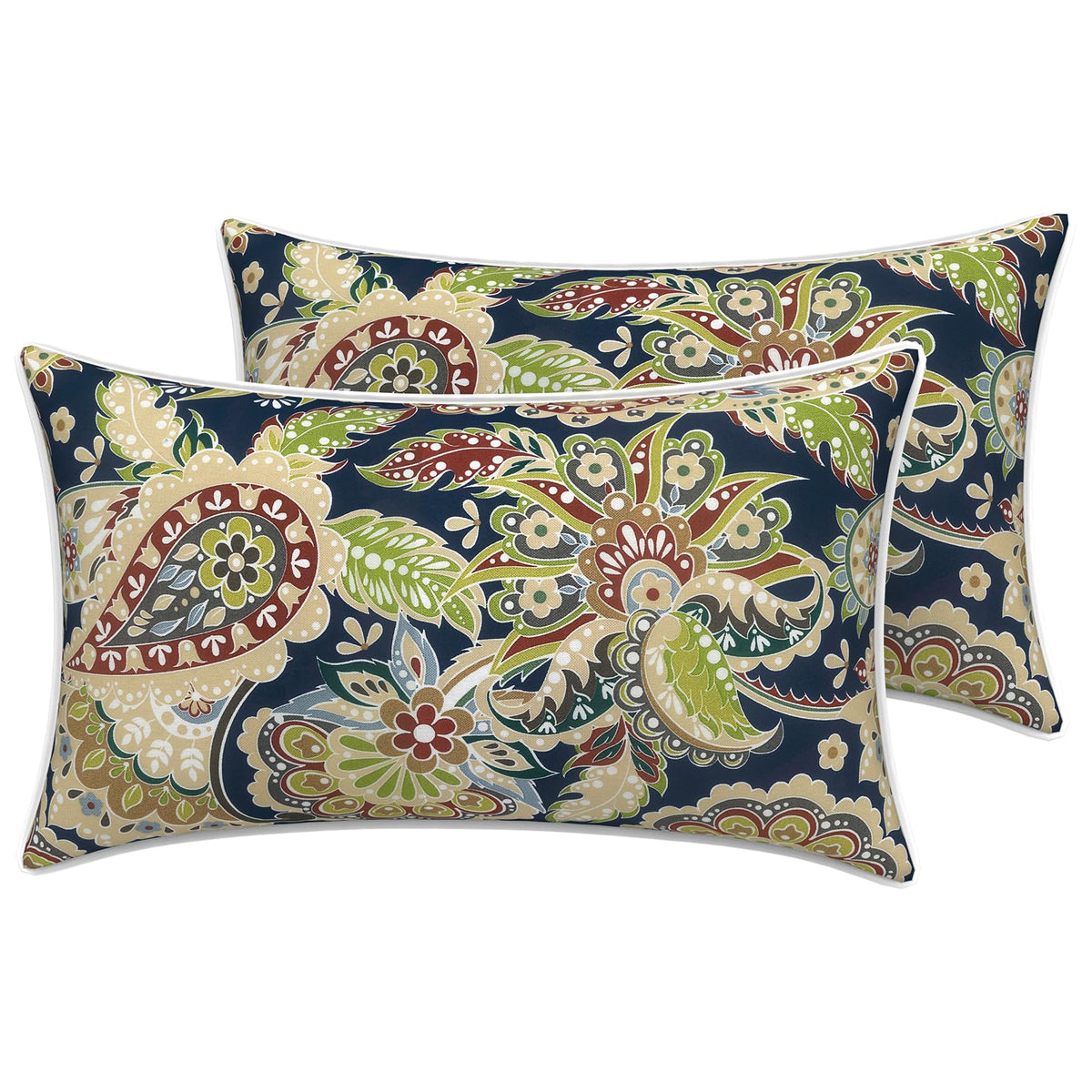 LVTXIII 12x20 inch lumbar pillow cover in Paisley Bloom pattern front view