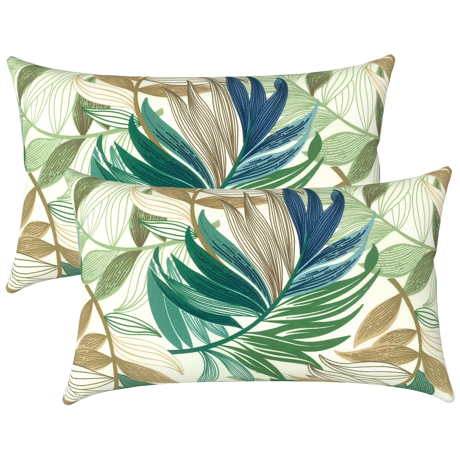 LVTXIII 12x20 inch outdoor lumbar pillow front view in lush leaf green