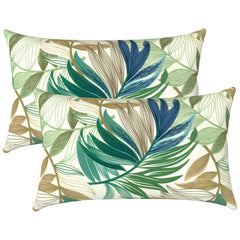 LVTXIII 12x20 inch outdoor lumbar pillow front view in lush leaf green
