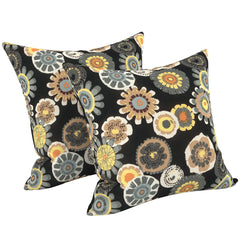 LVTXIII 18x18 inch outdoor pillow cover in black and yellow Crosby pattern front view