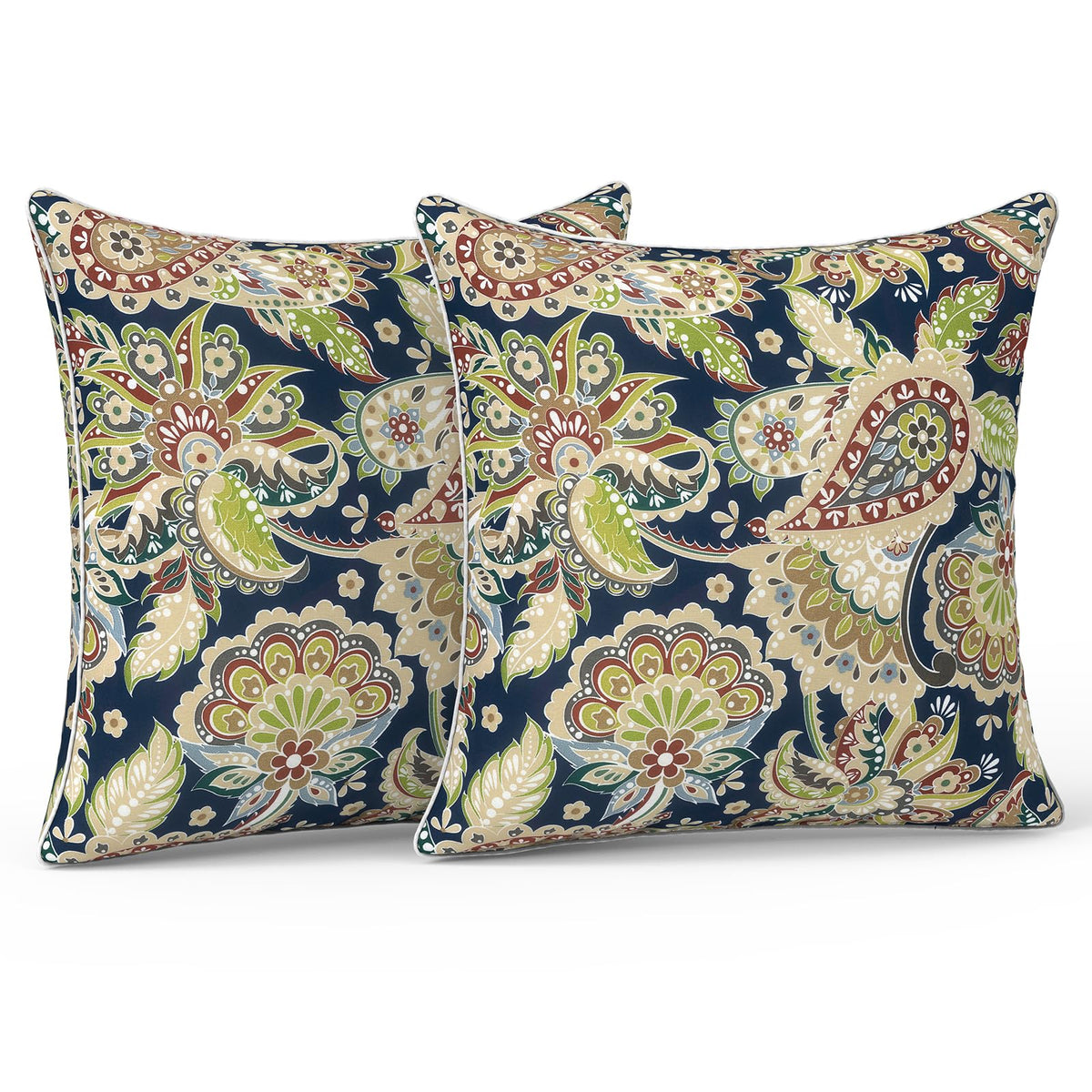 LVTXIII 20x20 outdoor throw pillows in Paisley Sapphire Blue front view