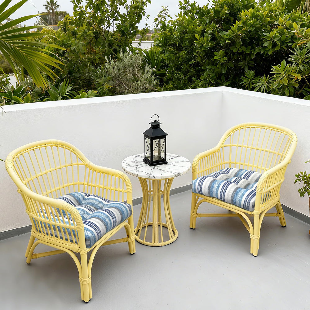 LVTXIII cushion set in garden setting, improving outdoor decor