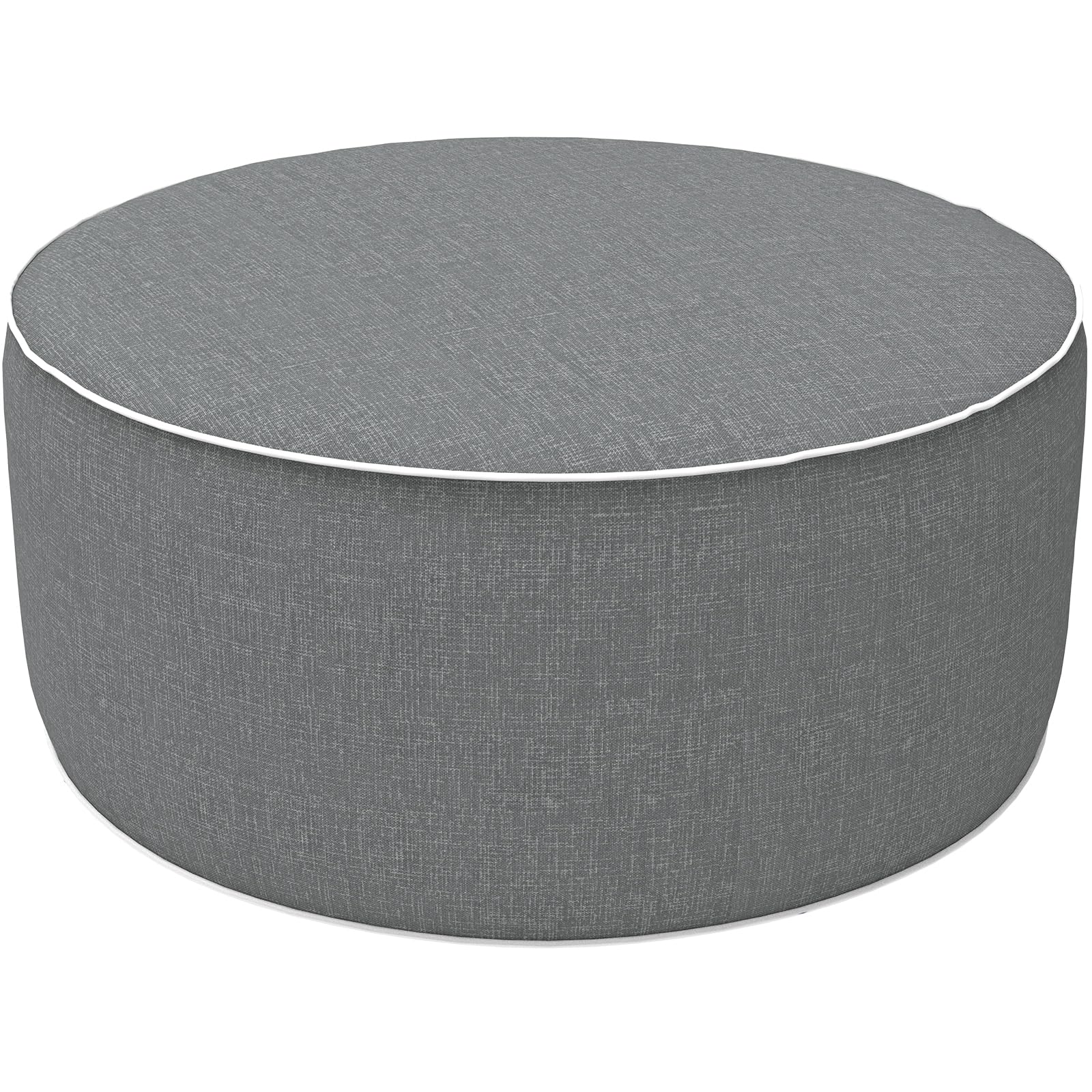 LVTXIII Inflatable Ottoman in grey textured fabric front view