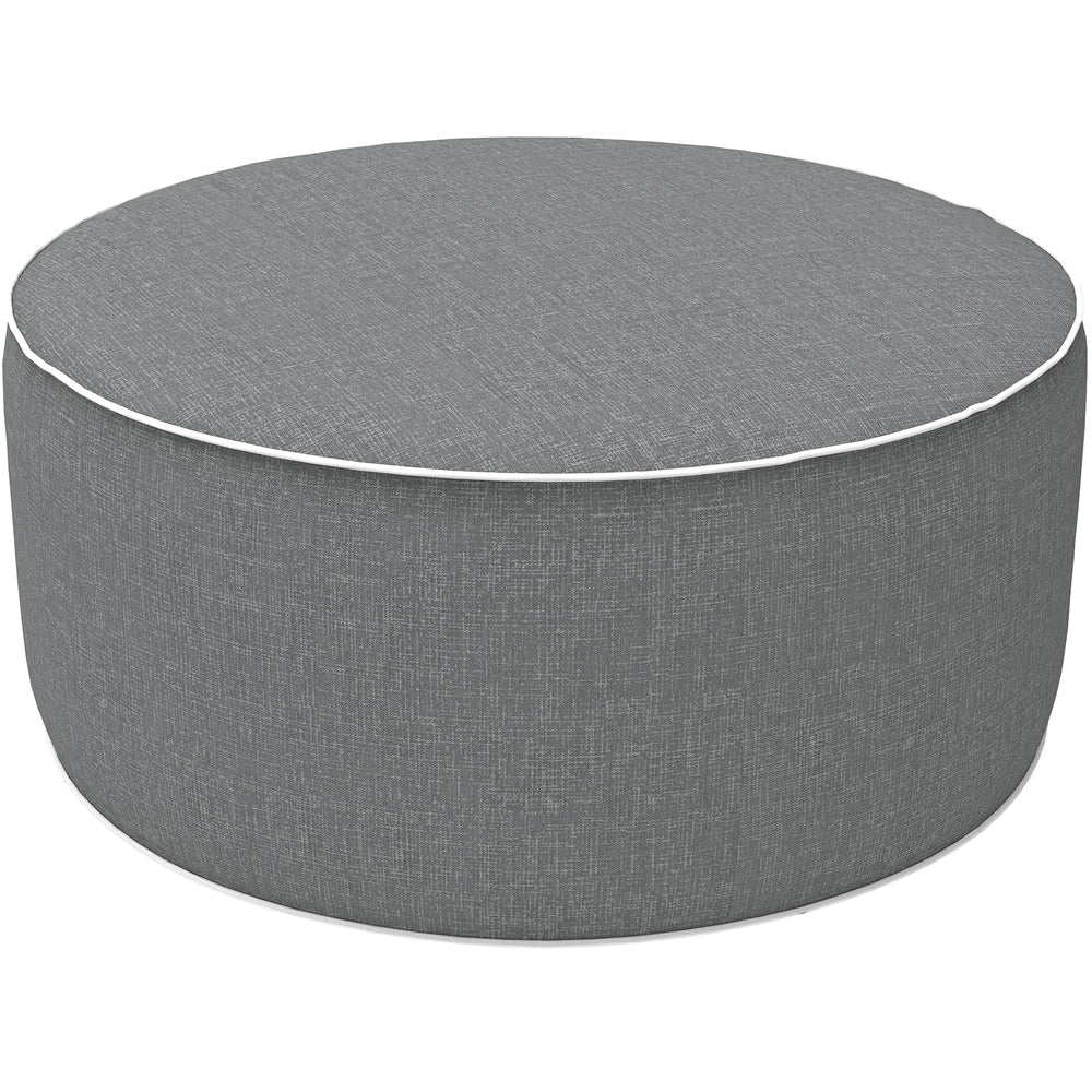 LVTXIII Inflatable Ottoman in grey textured fabric front view