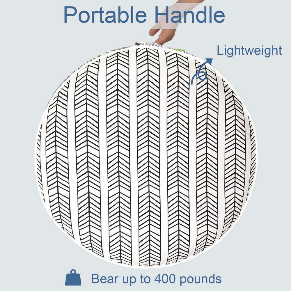 LVTXIII Inflatable Ottoman Pouf showing handle for portability