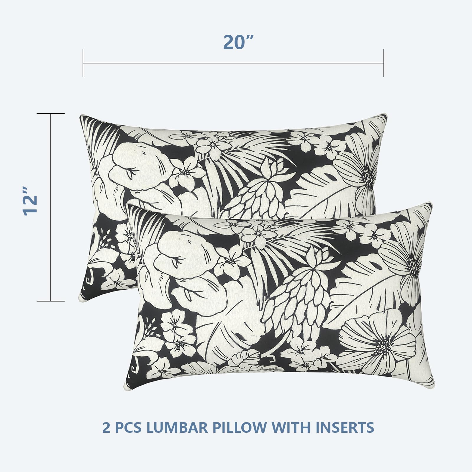 LVTXIII Outdoor Lumbar Pillow back view showing zipper