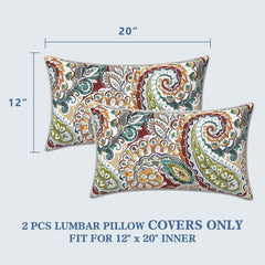 LVTXIII Outdoor Lumbar Pillow Cover displayed on a garden bench