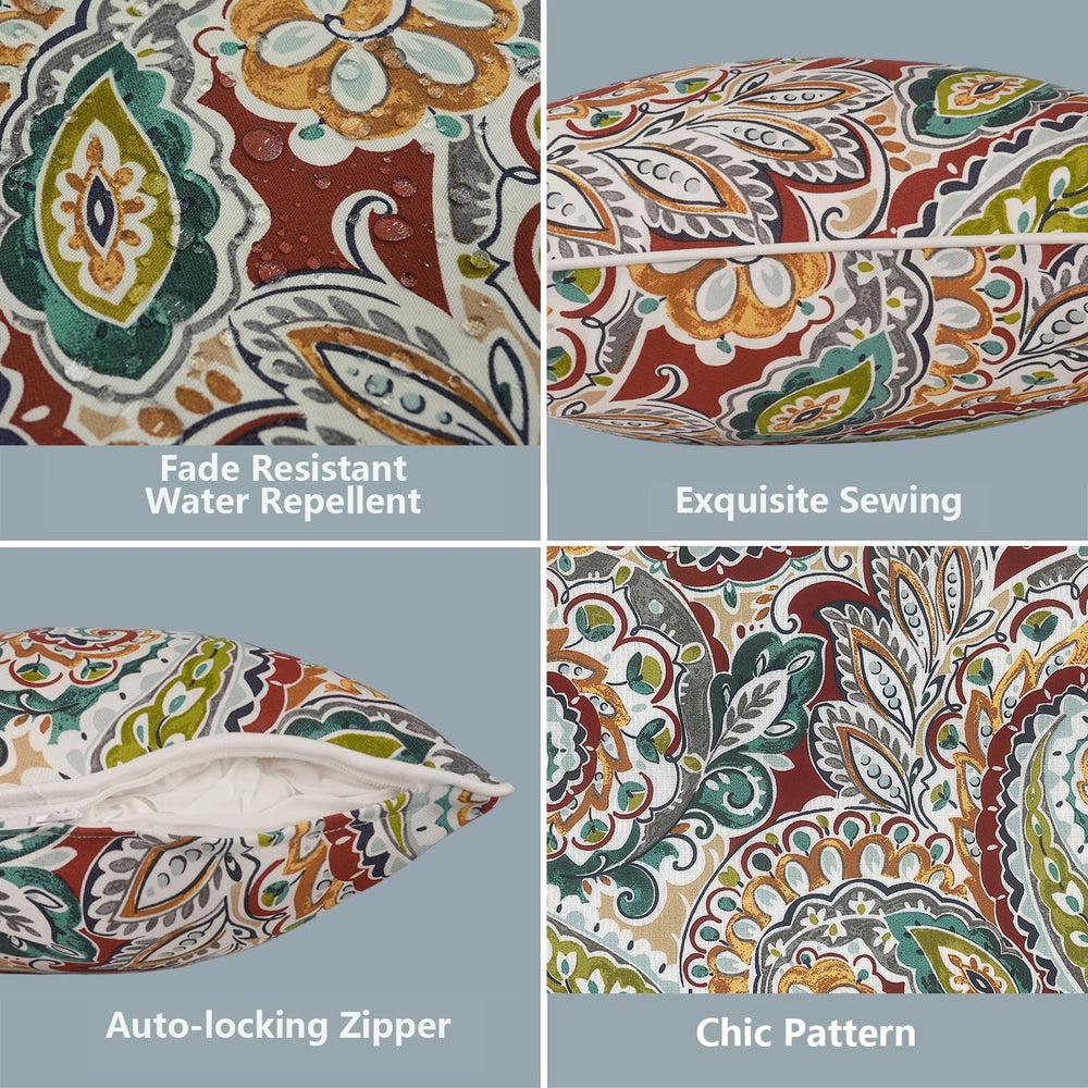 LVTXIII Outdoor Lumbar Pillow Cover in vibrant paisley pattern