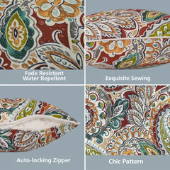 LVTXIII Outdoor Lumbar Pillow Cover in vibrant paisley pattern