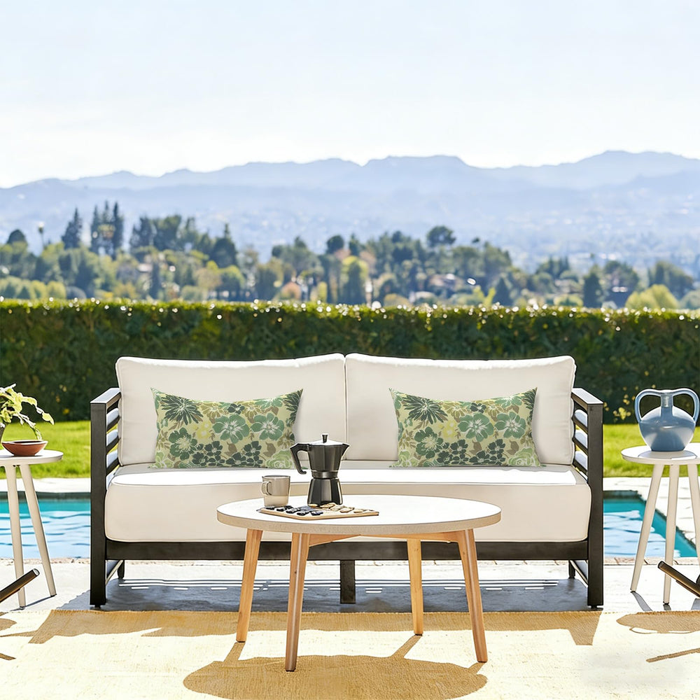 LVTXIII Outdoor Lumbar Pillow Cover on a patio chair