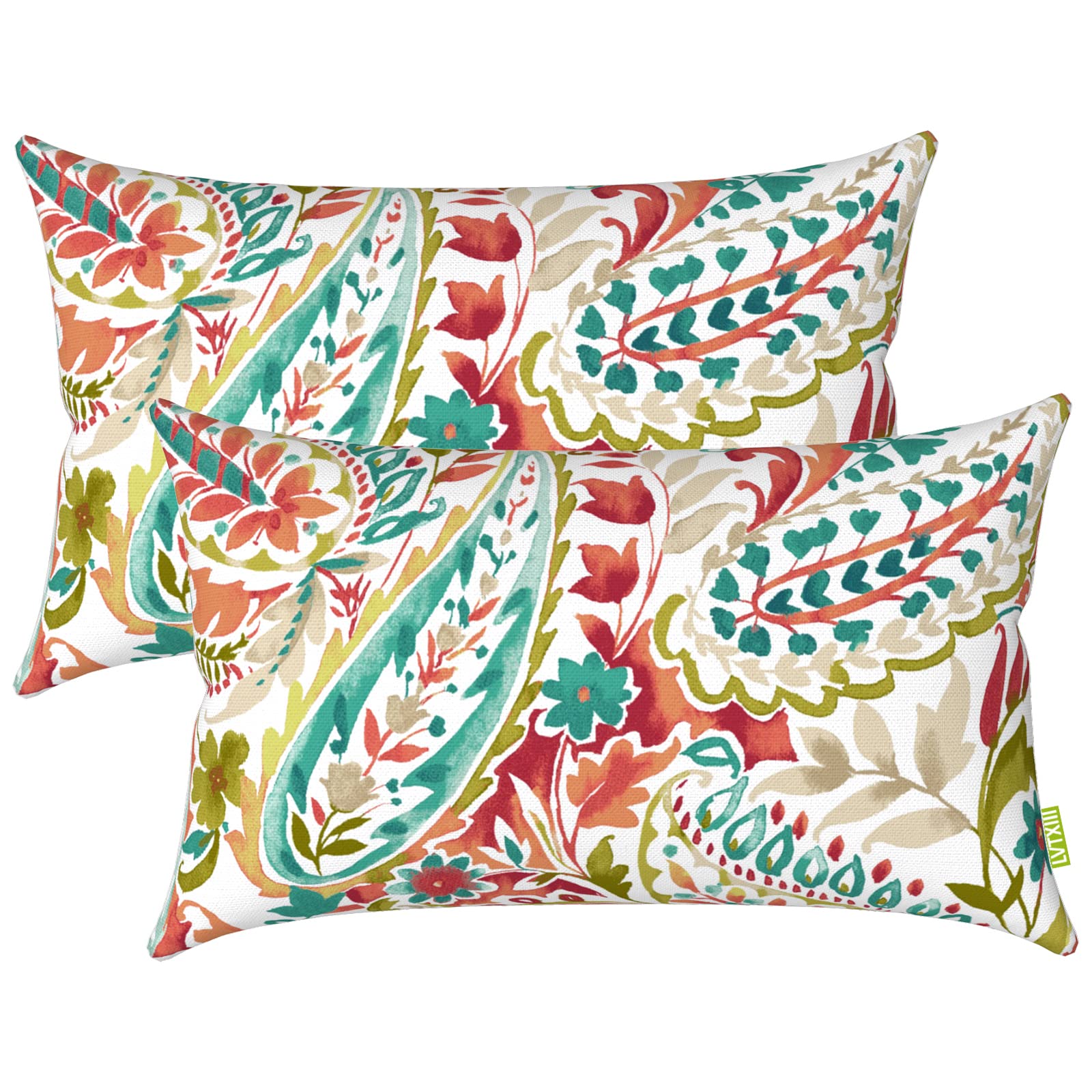 LVTXIII Outdoor Lumbar Pillow Pack of 2 in Pretty Paisley front view
