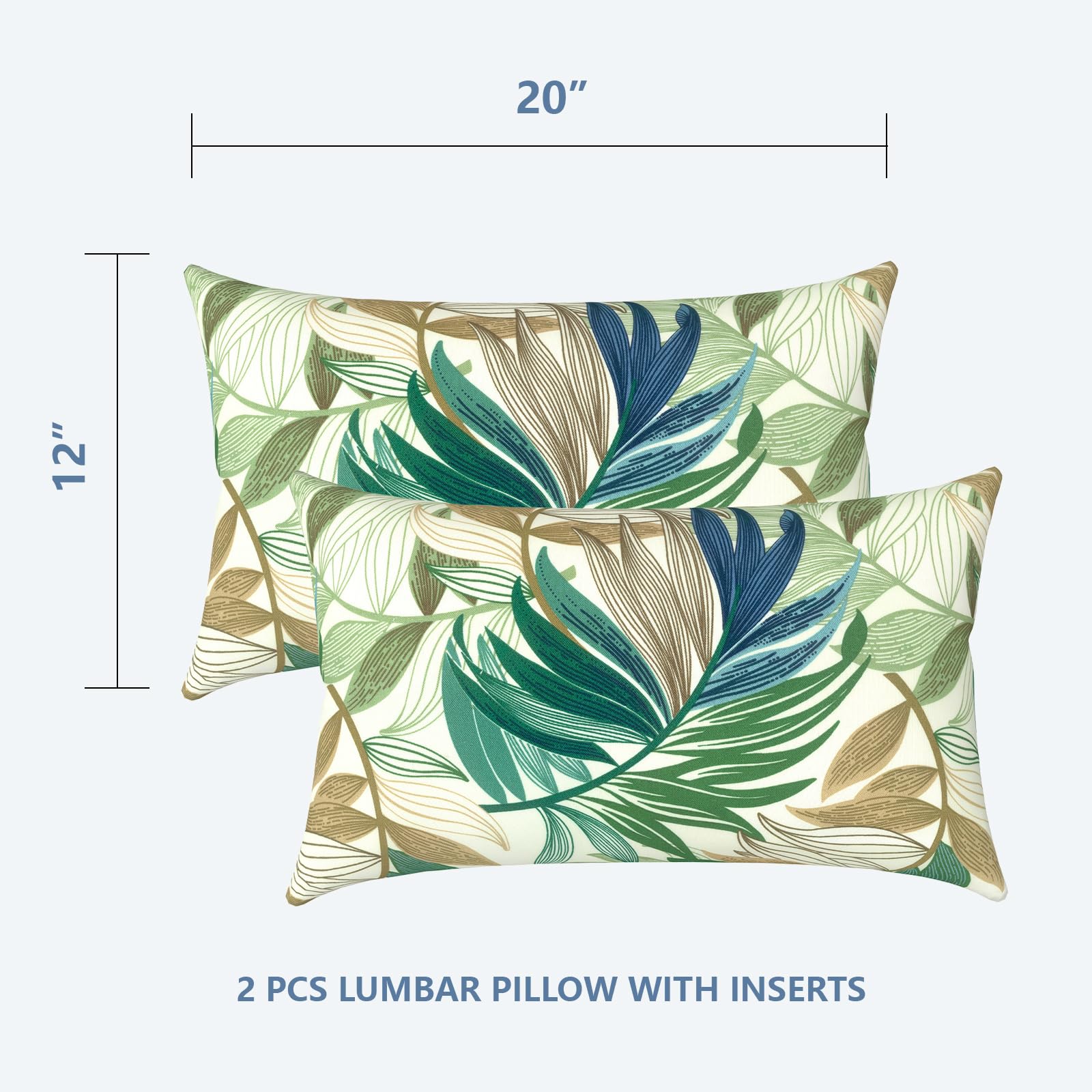 LVTXIII outdoor lumbar pillows pack of 2 with inserts in packaging