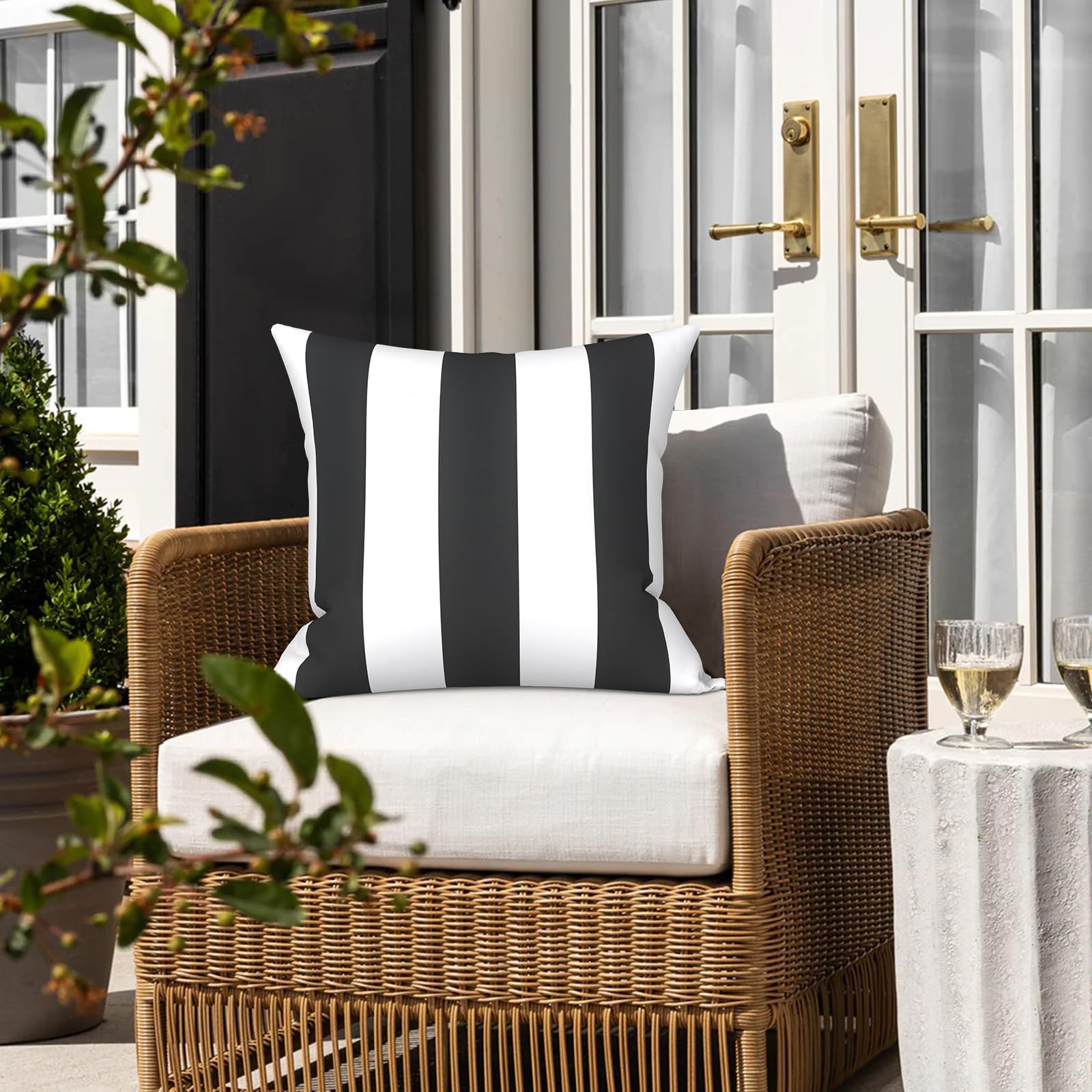 LVTXIII Outdoor Pillow Cover displayed in garden setting