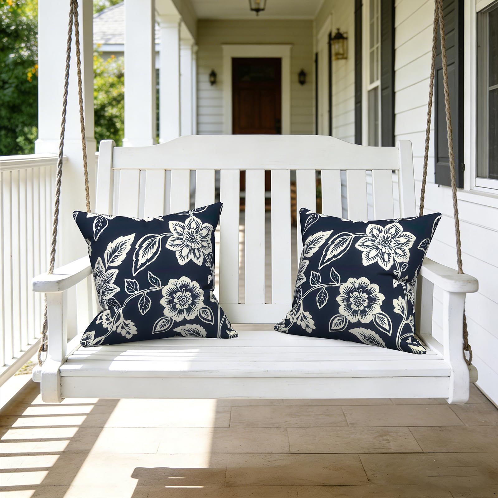 LVTXIII outdoor pillow cover on patio sofa