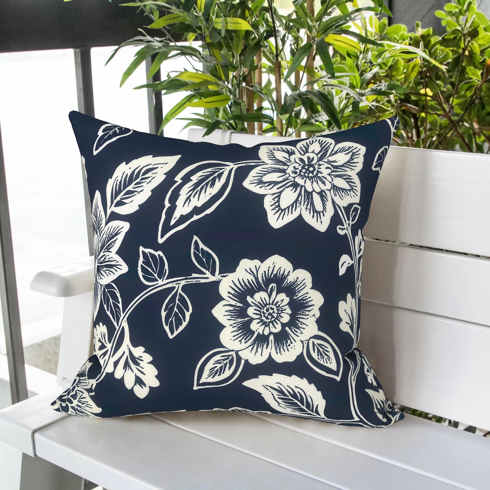 LVTXIII outdoor pillow cover showing hidden zipper closure