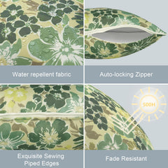 LVTXIII Outdoor Pillow Covers 16x16 Green Rose with zipper
