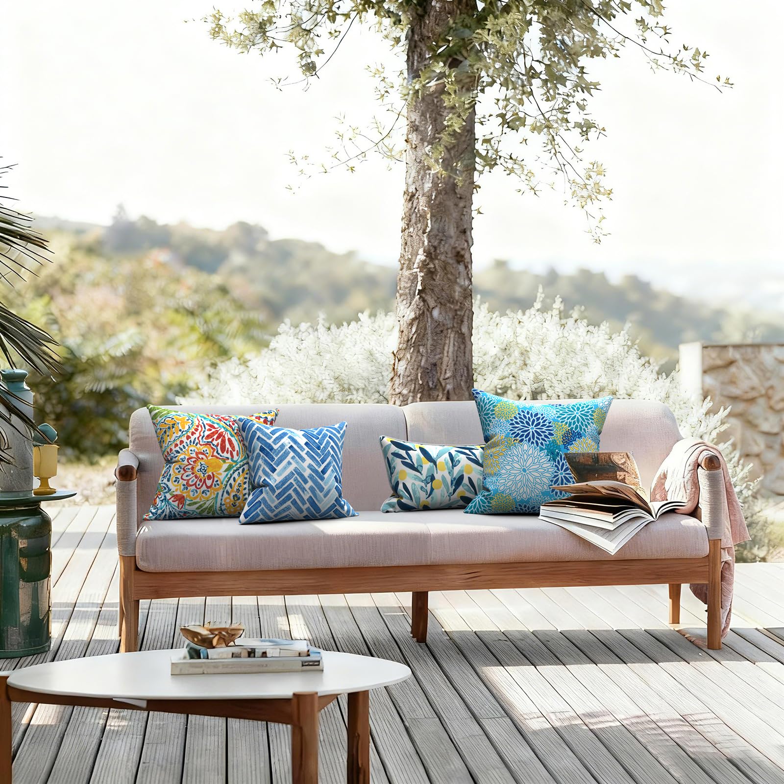 LVTXIII outdoor pillow covers showcasing water-repellent fabric