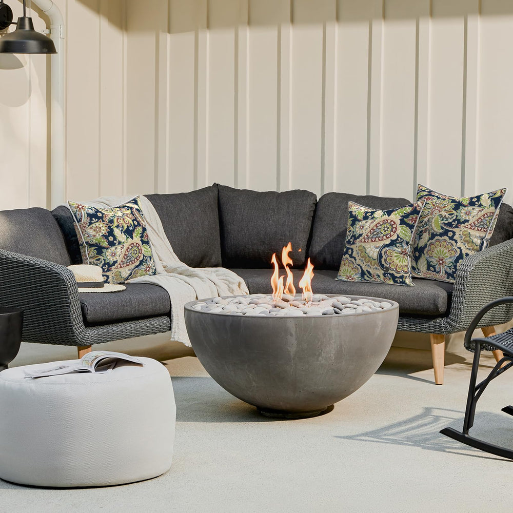 LVTXIII Outdoor Throw Pillow Covers set of 2 displayed on garden bench