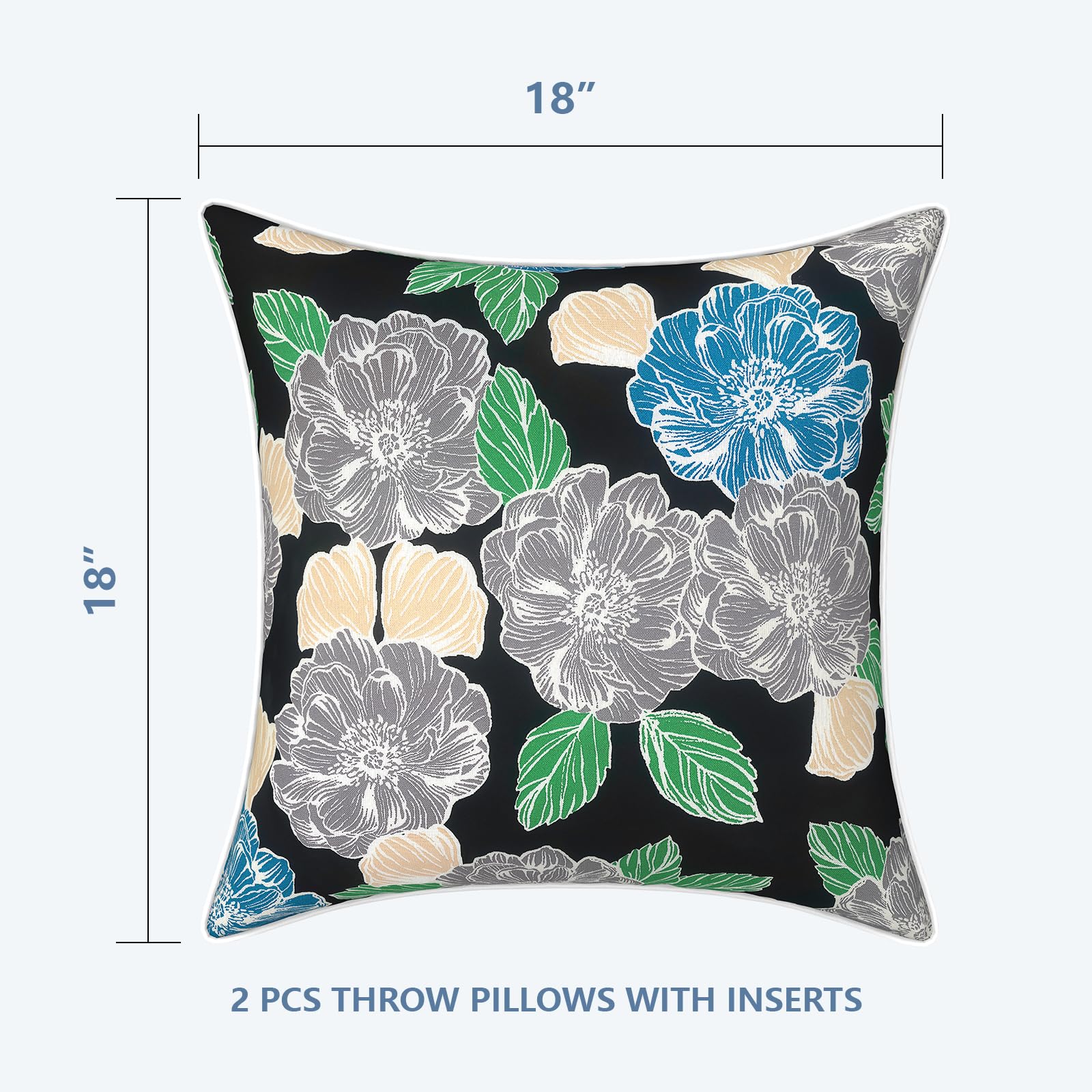 LVTXIII Outdoor Throw Pillows 18x18 Peony Garden side view