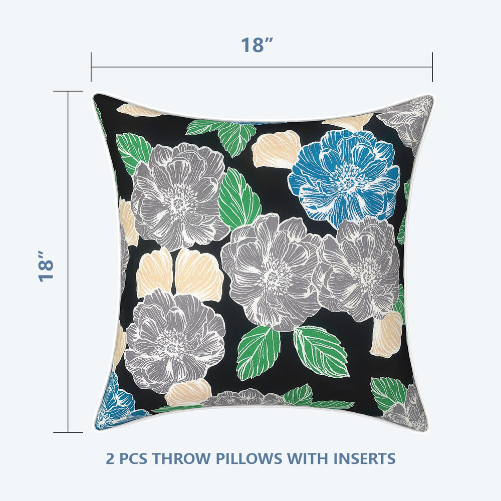 LVTXIII Outdoor Throw Pillows 18x18 Peony Garden side view