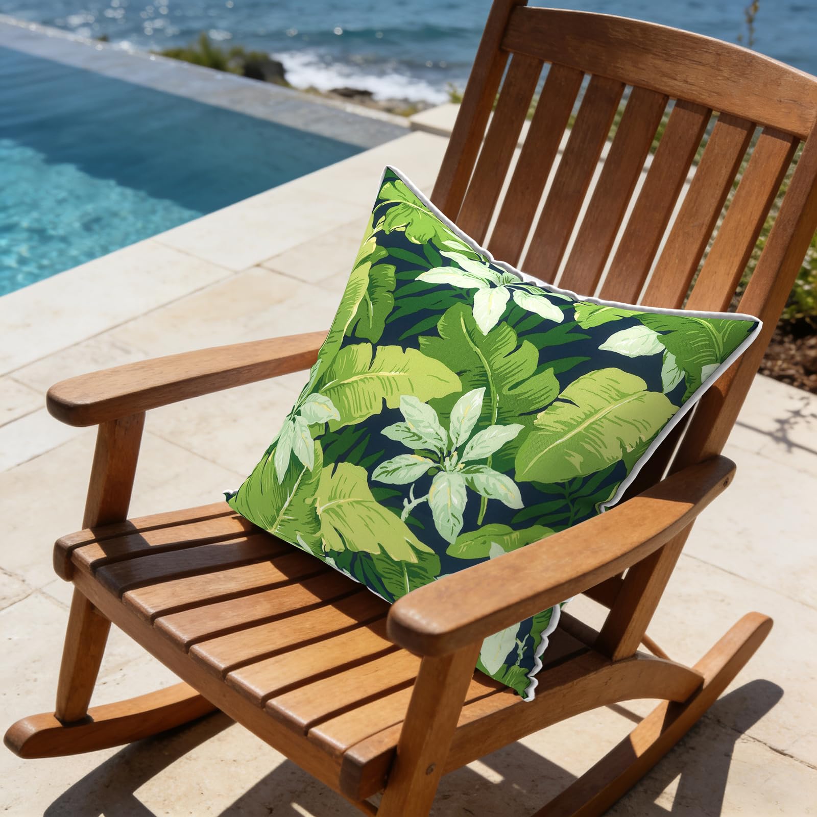 LVTXIII Outdoor Throw Pillows arranged on a couch