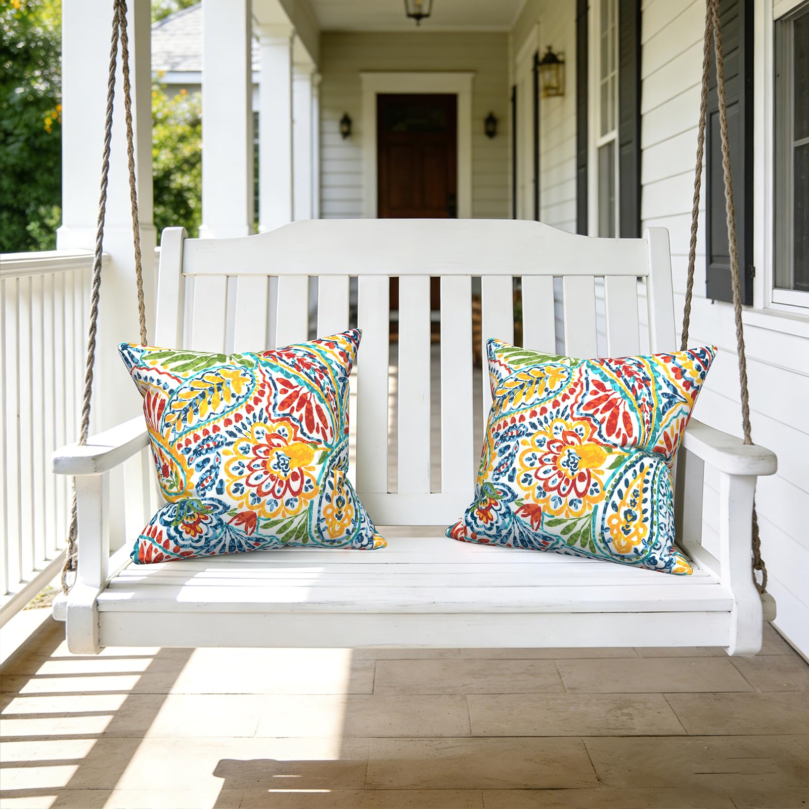 LVTXIII Outdoor Throw Pillows showing overstuffed comfort