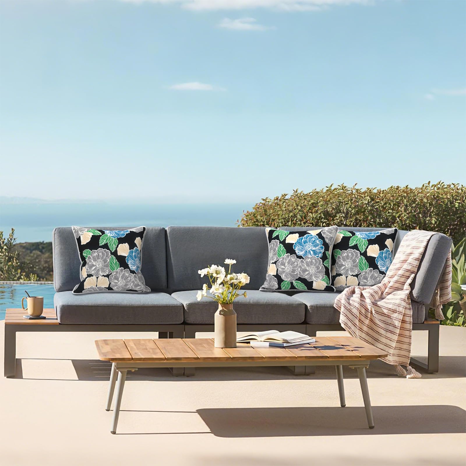 LVTXIII Peony Garden decorative pillows on sofa