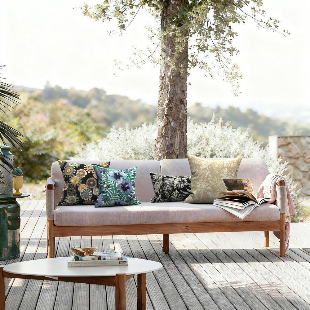 LVTXIII pillow cover used on garden bench