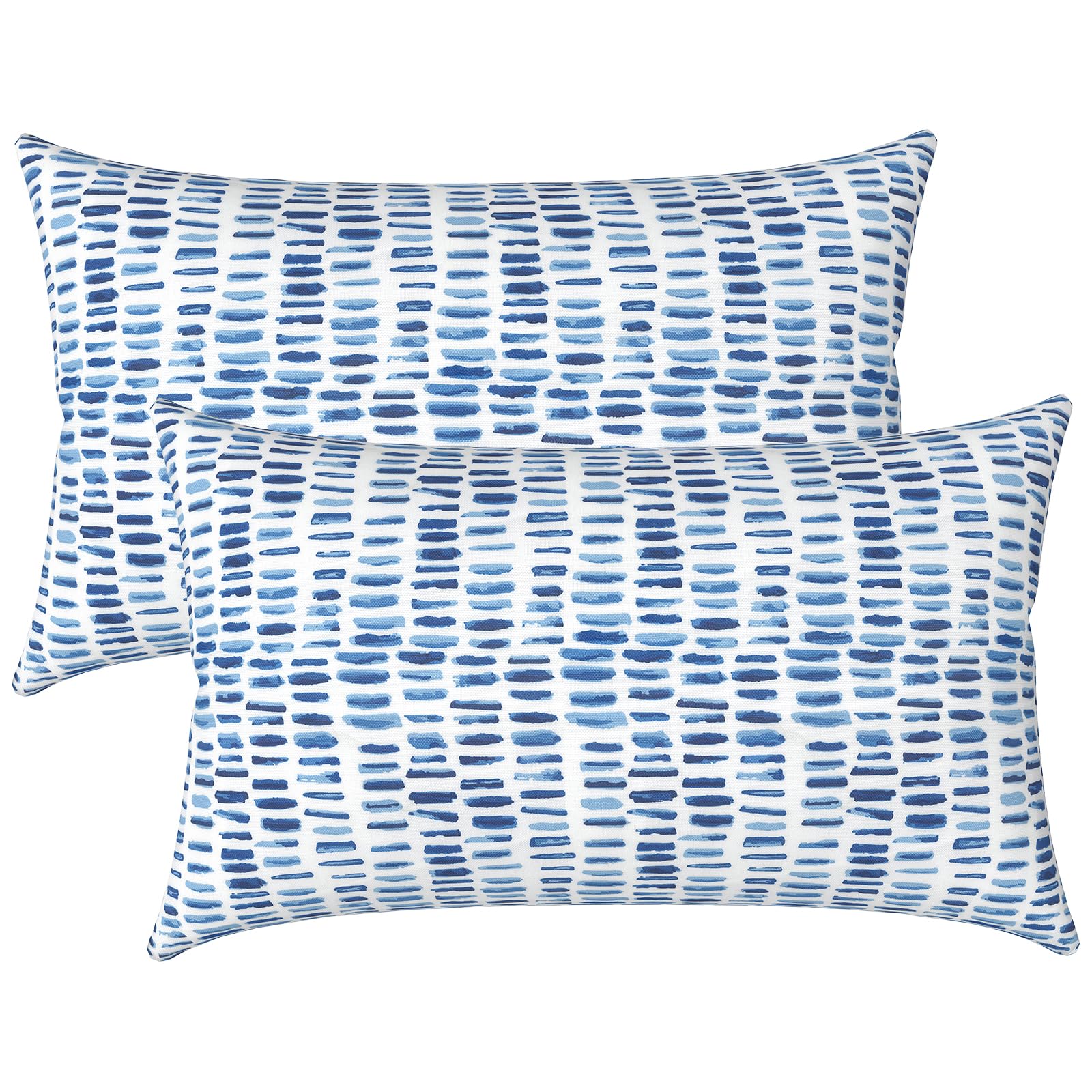 LVTXIII Set of 2 Patio Lumbar Pillows in Pebble Blue, front view