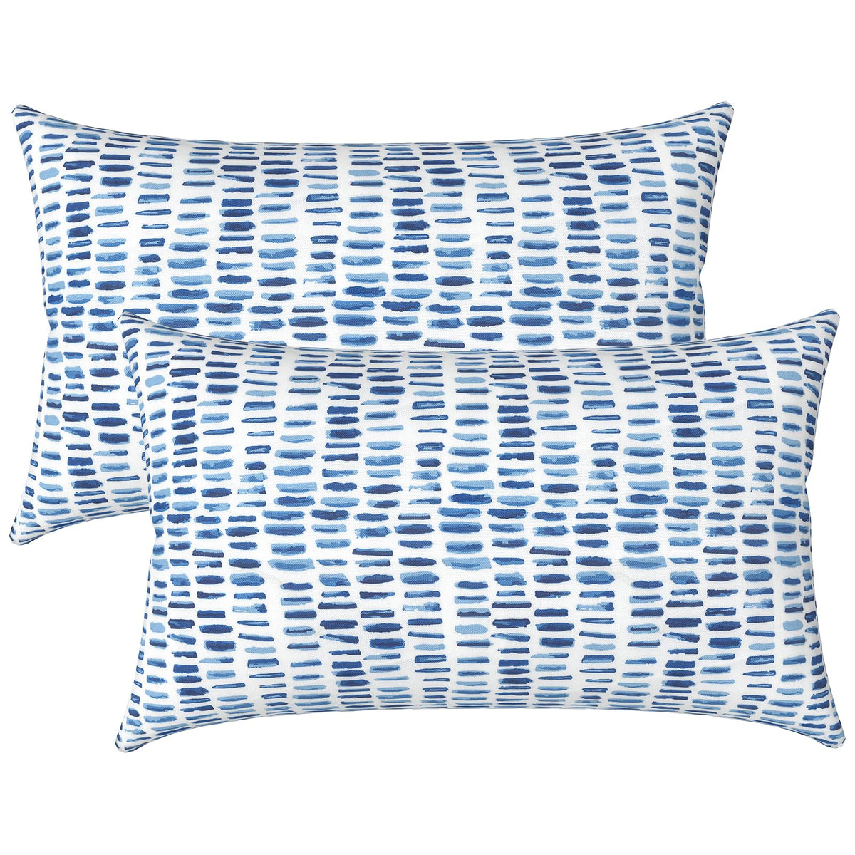 LVTXIII Set of 2 Patio Lumbar Pillows in Pebble Blue, front view