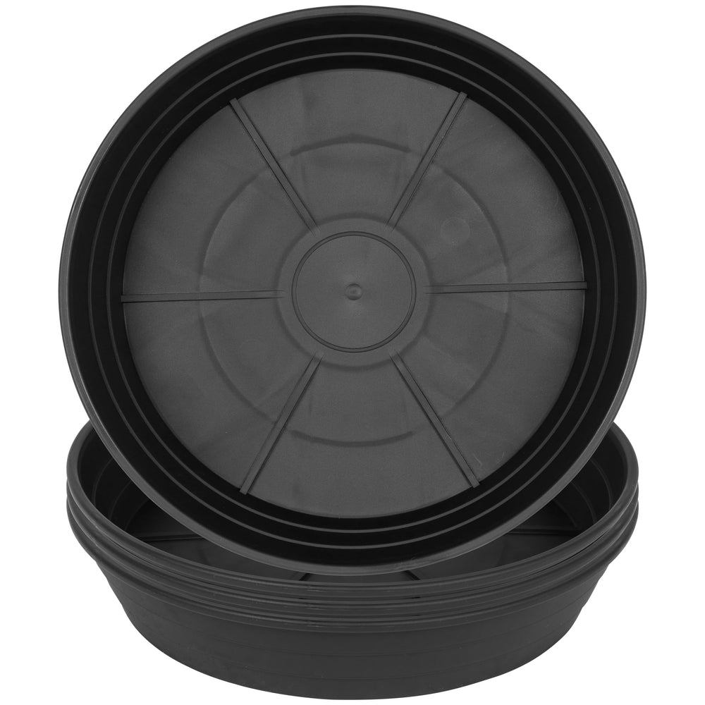 LWALRS 8 inch black plant saucer tray front view