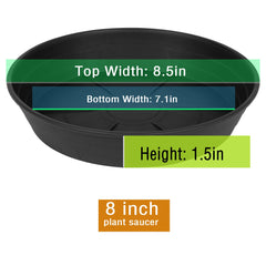 LWALRS 8 inch black plant saucer tray side view