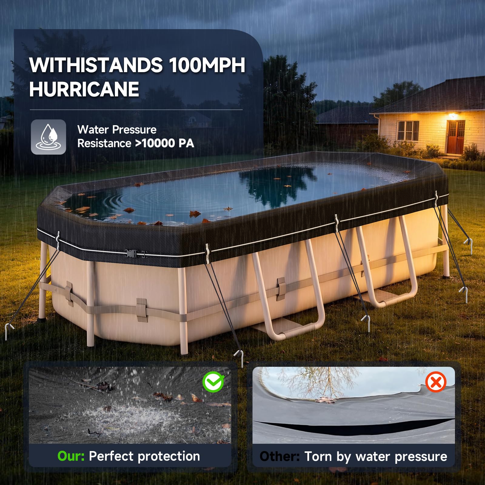 LXKCKJ 10x16 FT pool cover accessories including studs and ropes