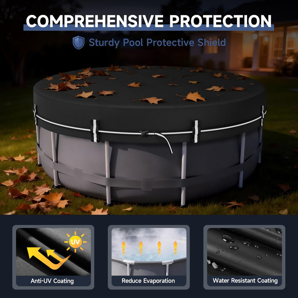 LXKCKJ 15 FT Round Pool Cover showing UV protection feature